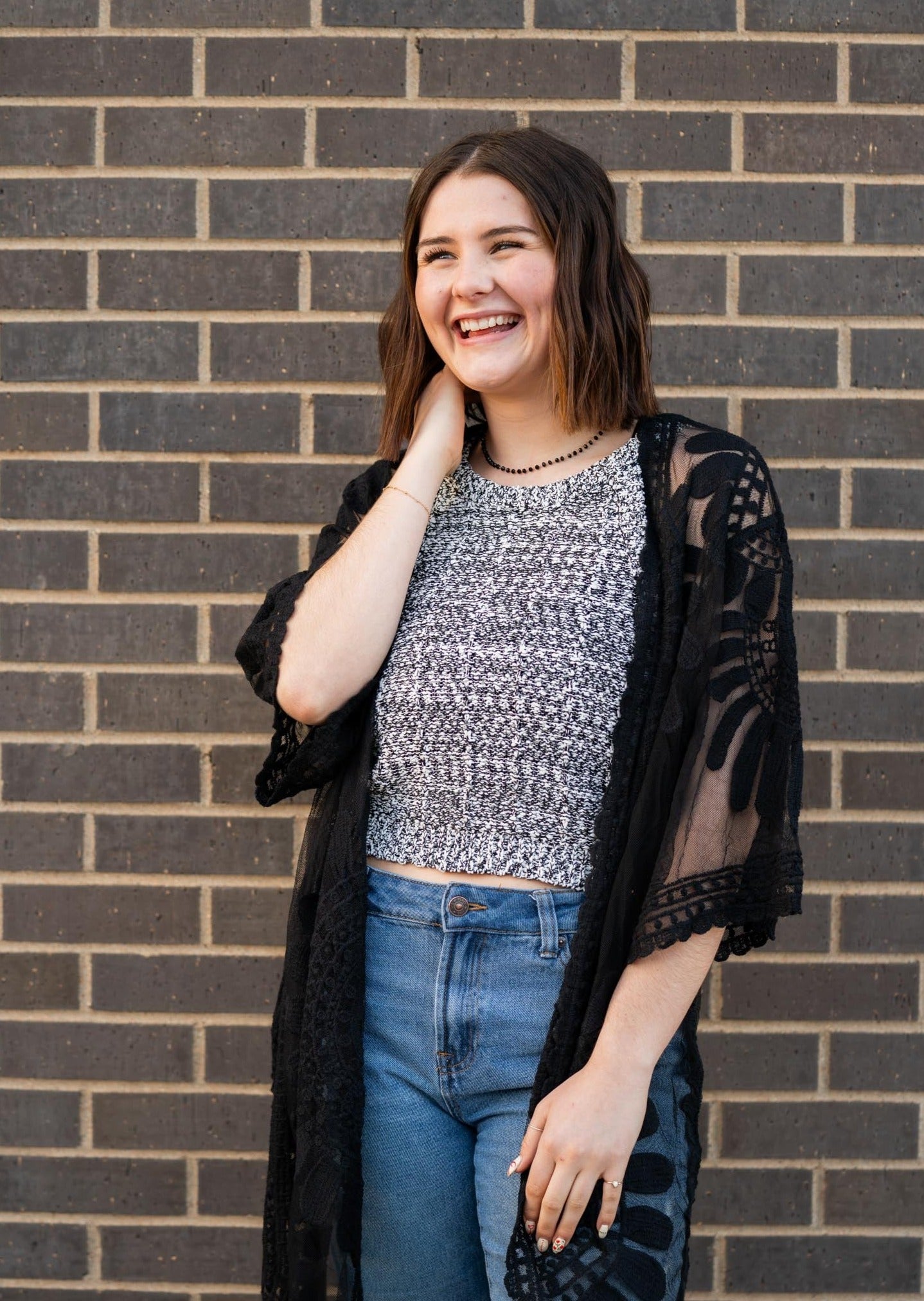 Crochet Tank Black Two Toned