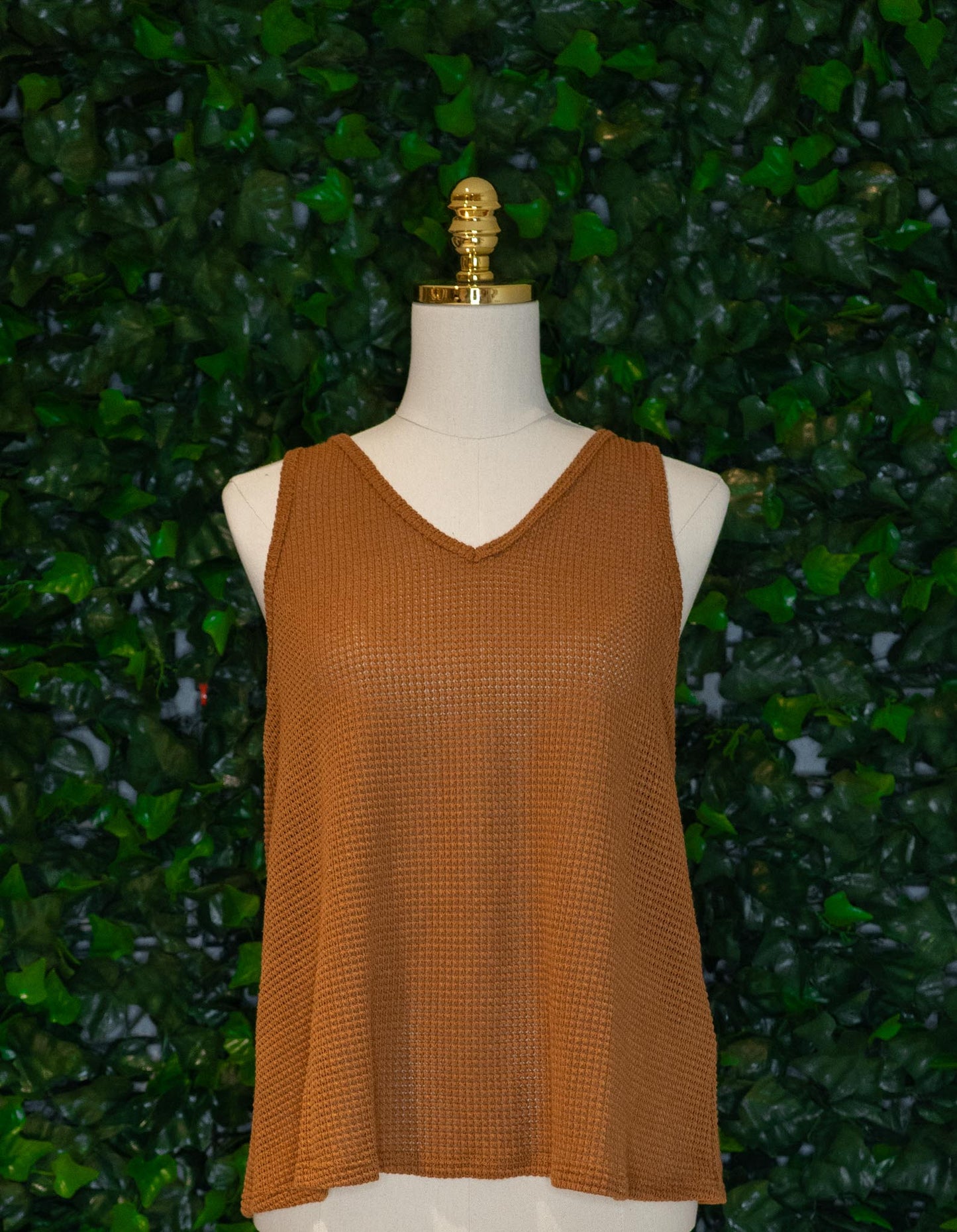 V-Neck Knit Tank Meerkat