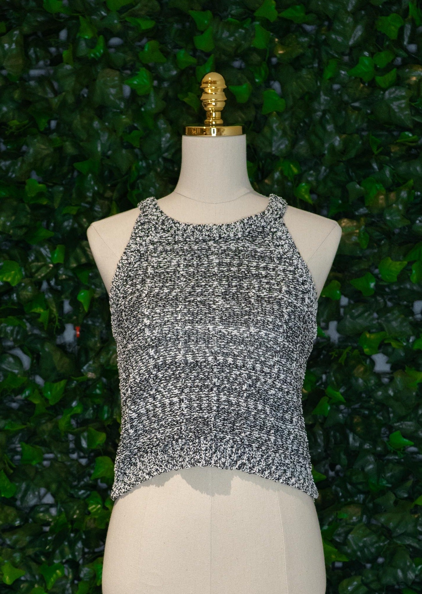 Crochet Tank Black Two Toned