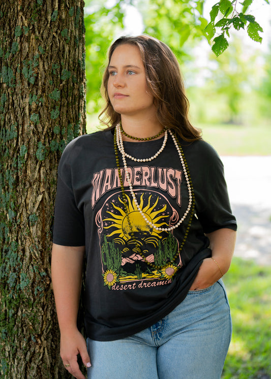 Wanderlust Charcoal Graphic Tee