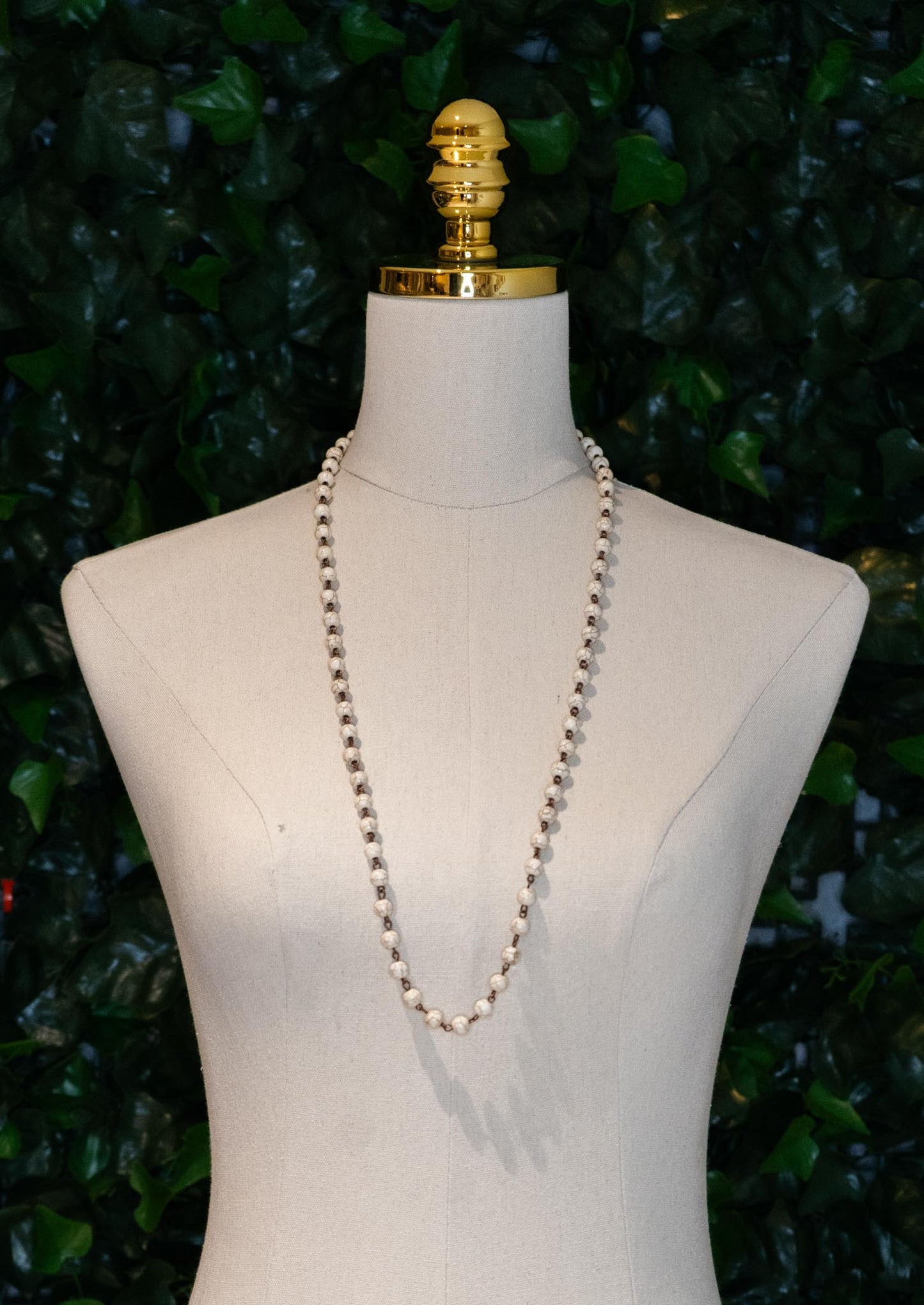 White Stone Beaded Necklace