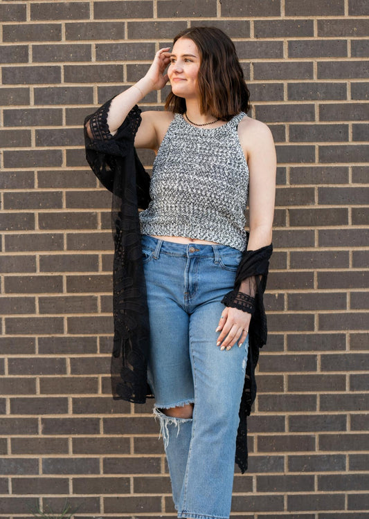 Crochet Tank Black Two Toned