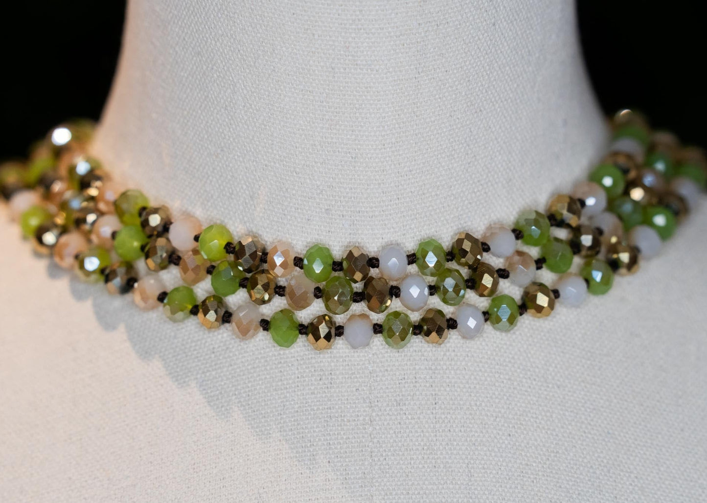 Beaded Knot Necklace Spring Green