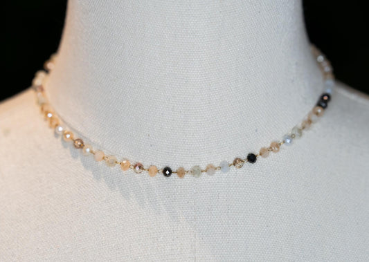 Beaded Choker Necklace Multi-Cream & Black