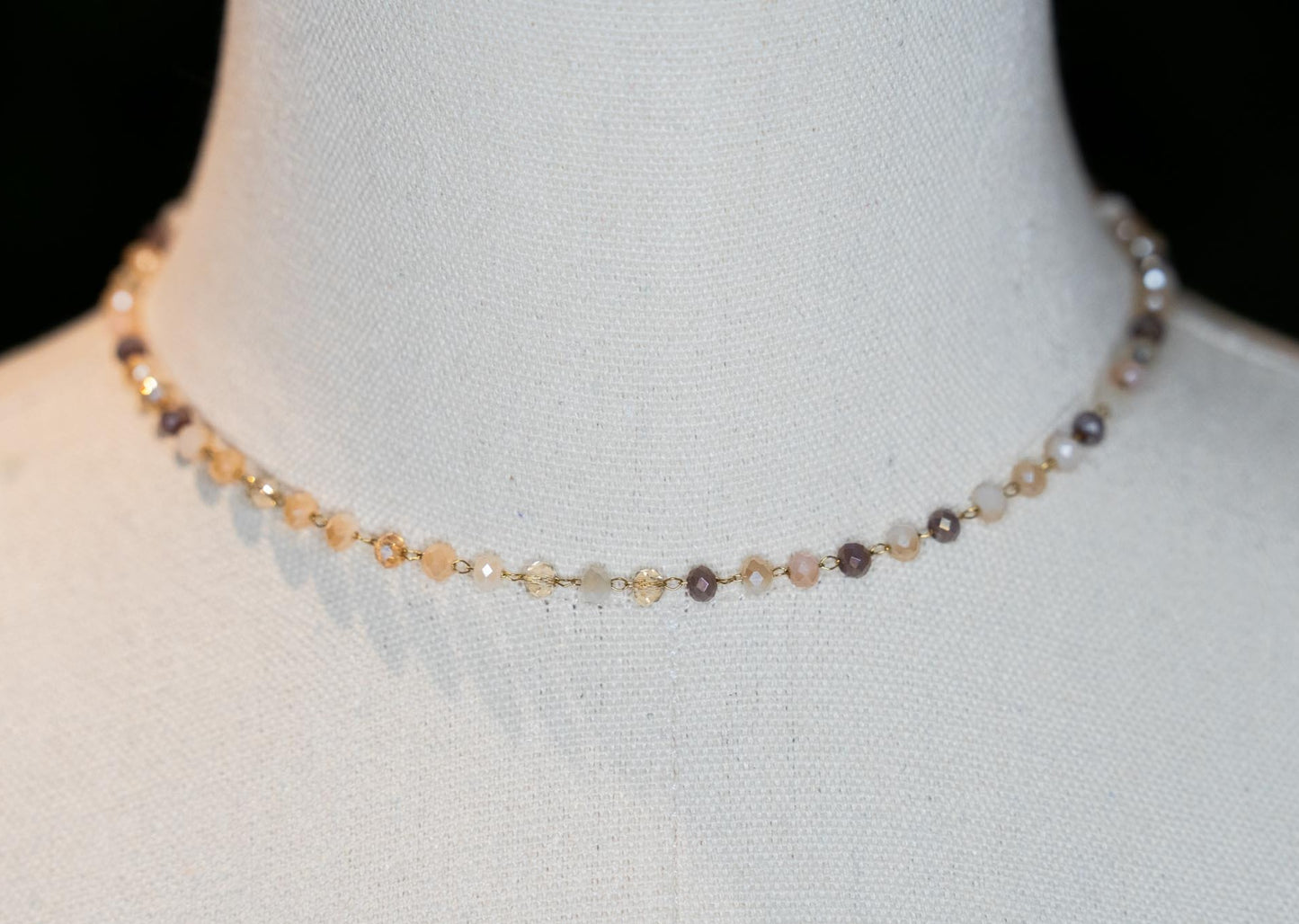 Beaded Choker Necklace Multi-Blush & Brown