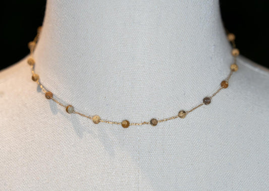 Beaded Choker Necklace Multi-Tan