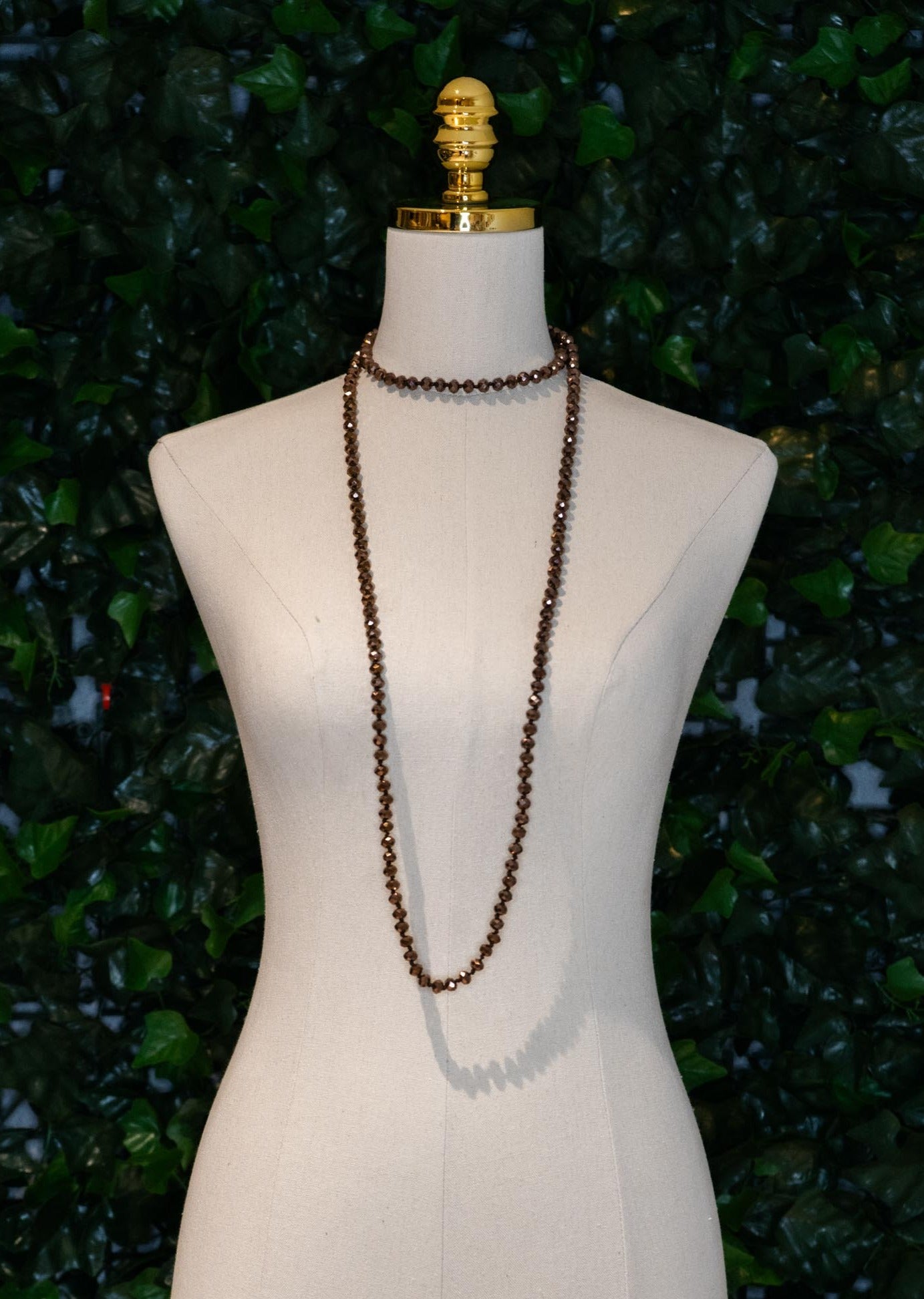 Beaded Knot Necklace Brown