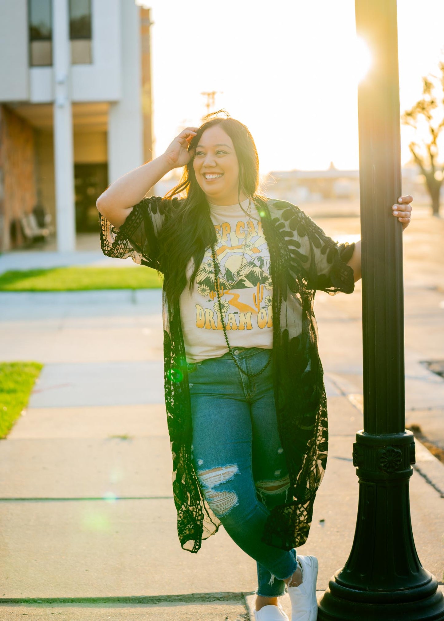 Lace Duster Kimono Black