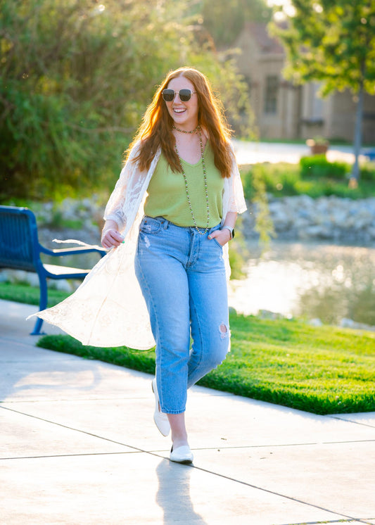 Lace Duster Kimono Cream