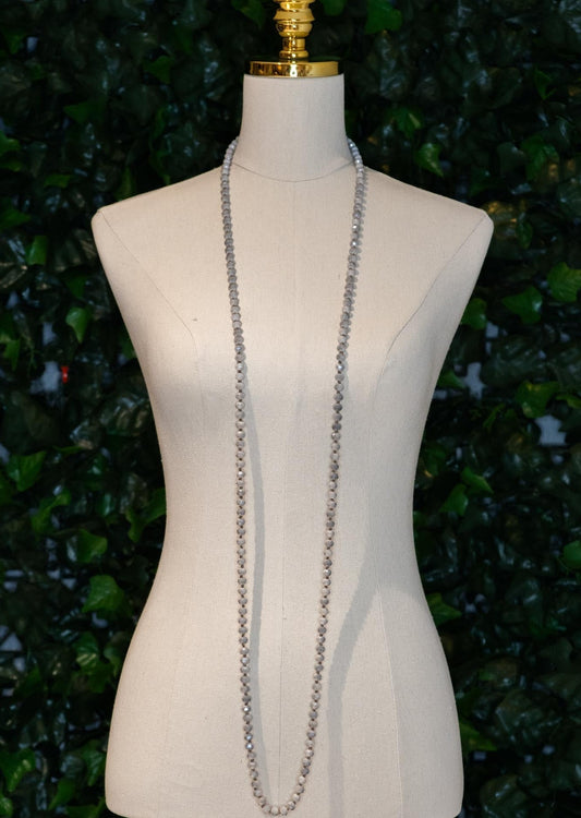 Beaded Knot Necklace Light Gray