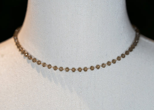 Beaded Choker Necklace Brown Clear